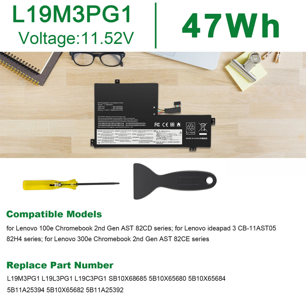 L19M3PG1 L19C3PG1 Battery For Lenovo 100e 300e Chromebook 2nd Gen AST 11.52V 47W