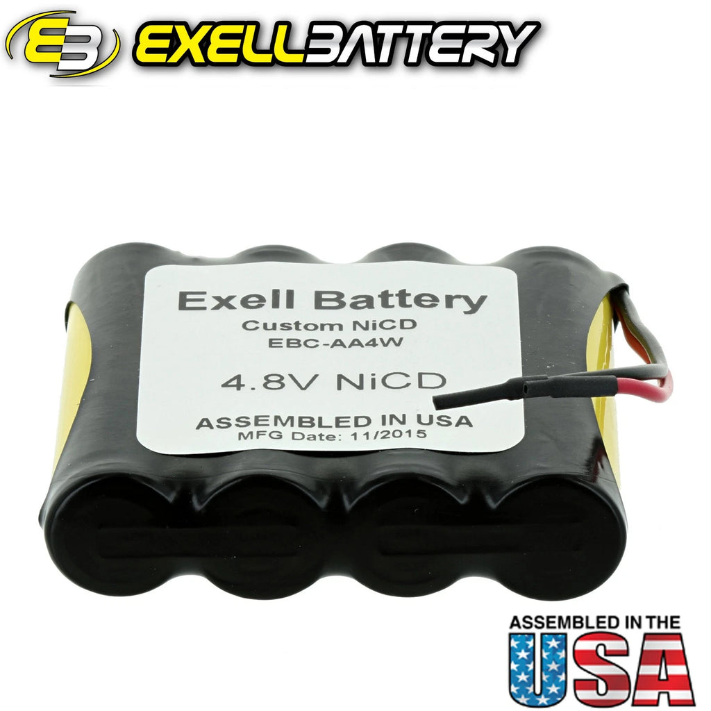 Exell 4.8V Custom NiCd 1000mAh Battery Pack w/ 5" AWG Bare Wire Leads