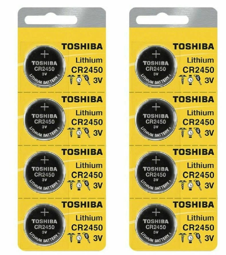 8 x New Toshiba CR2450 2450 3 Volt Lithium Coin Battery Fresh Stock Expire 2031