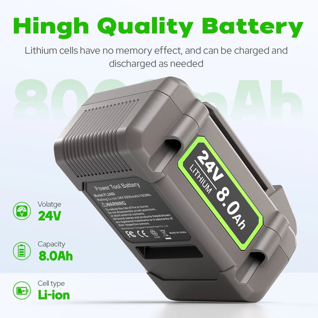 1-2X 8.0Ah Battery for FLEX 24V FX0121-1 FX0221-1 Replacement Battery Lithium US