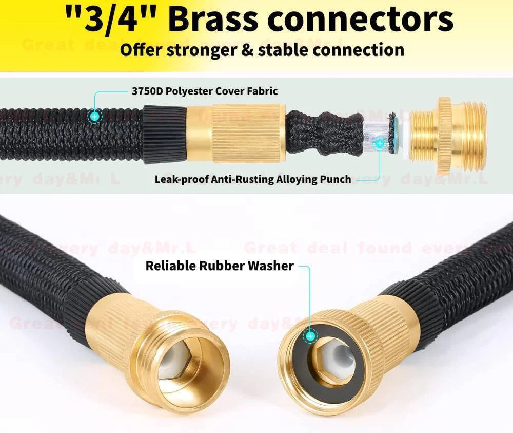5 Times Stronger Deluxe Expandable Flexible Garden Hose Water Hose 75 100 125FT