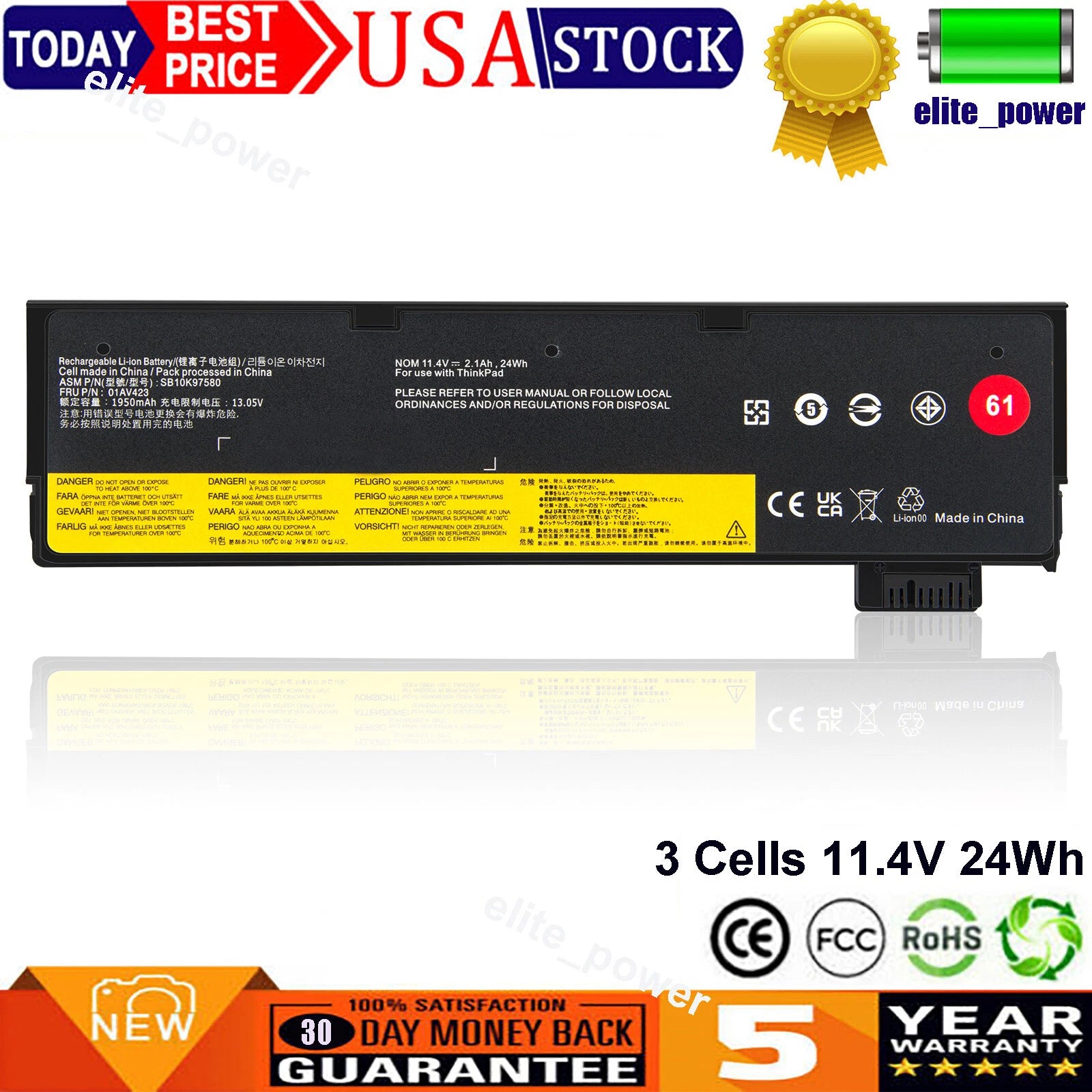 01AV423 Battery For Lenovo ThinkPad T470 T480 T570 T580 A475 A485 SB10K97579 NEW