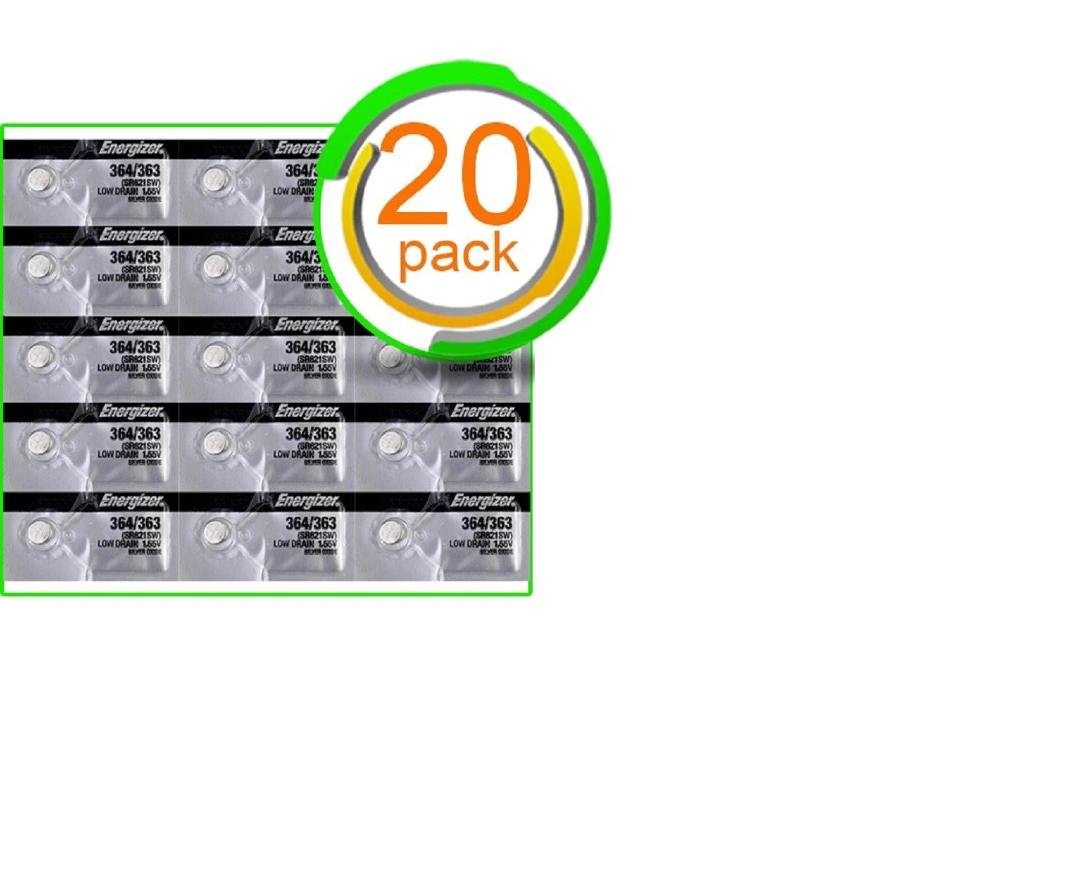 20 x Fresh Energizer Watch Silver Oxide Batteries 364/363 SR621SW Battery New