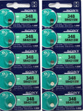 348 Sony Mercury Free Silver Oxide SR421SW Watch Battery x 10