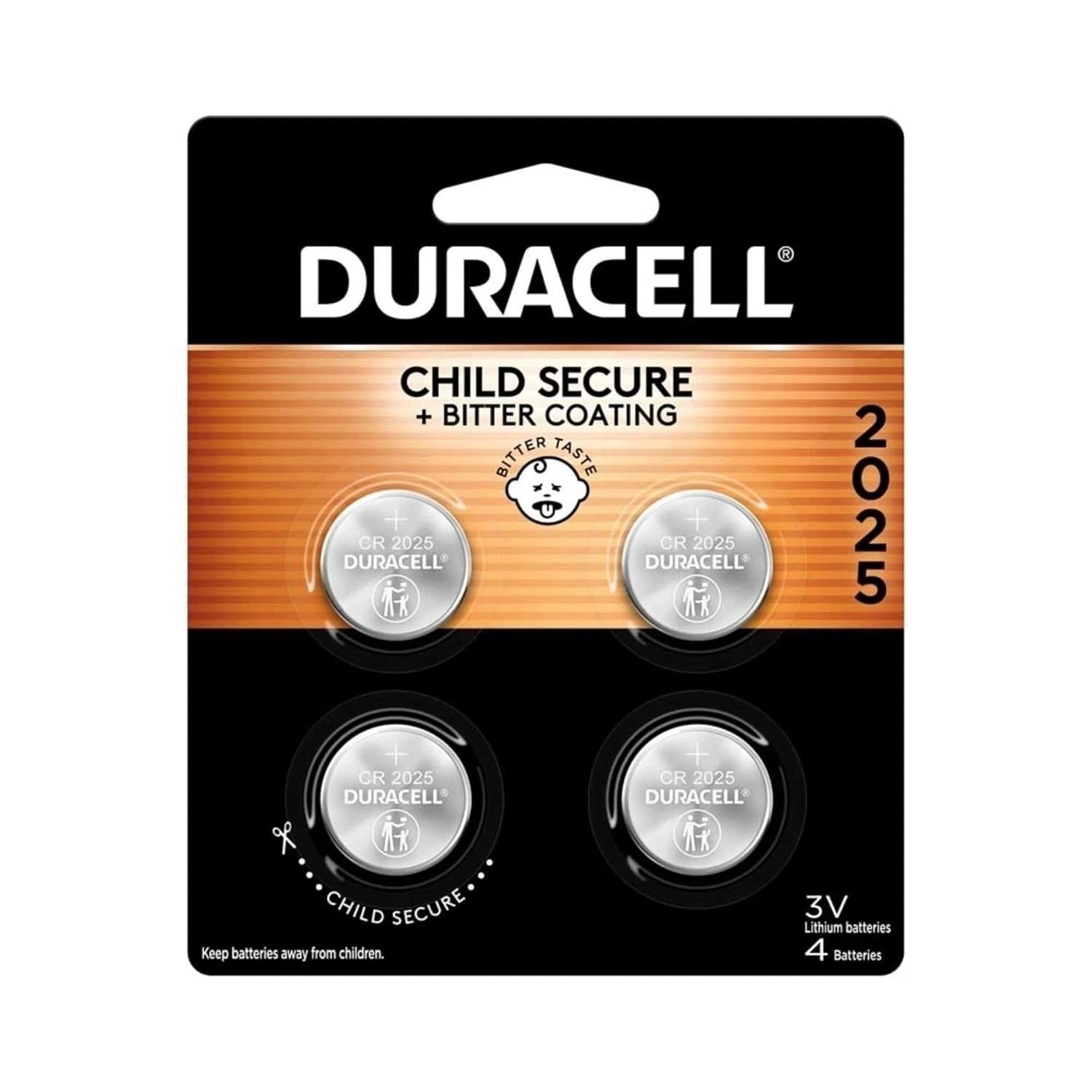 4 Pack Duracell CR2025 3 Volt Battery ECR2025 CR 2025 DL2025