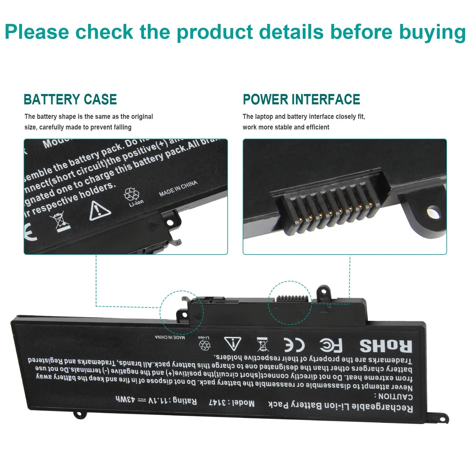 GK5KY BATTERY 43wh FOR DELL INSPIRON 11 3000 3147 3148 3152 13 7000 7348 15 7568