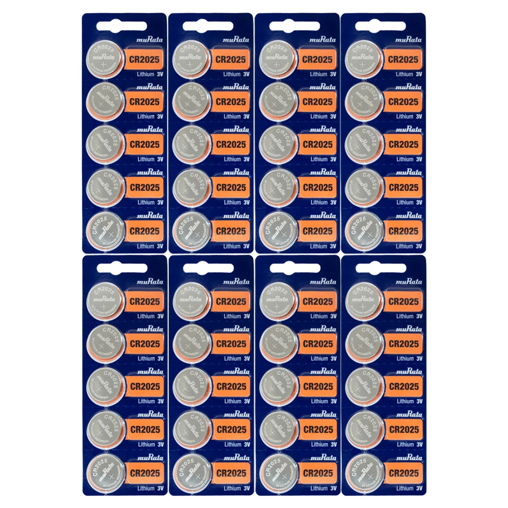 Murata CR2025 3V Lithium Battery 40PACK X (5PCS) Batteries