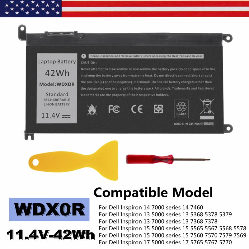 WDX0R Battery For Dell Inspiron 5378 5368 5379 5565 5567 5568 Latitude 3480 3580
