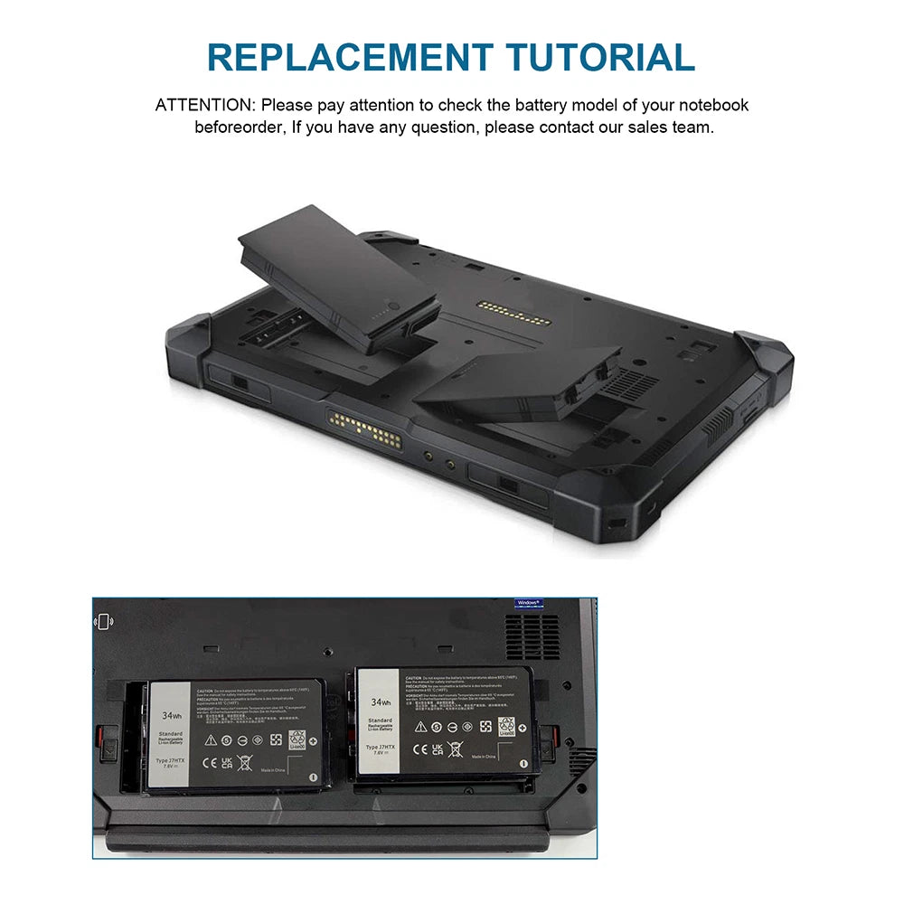 J7HTX Battery for Dell Latitude 7212 7220 Rugged Tablet Battery 2JT70 FH8RW 34WH