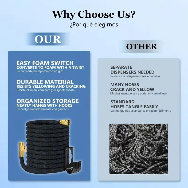100FT 50FT High Pressure Washer Gun Expandable Flexible Garden Water Hose Nozzle