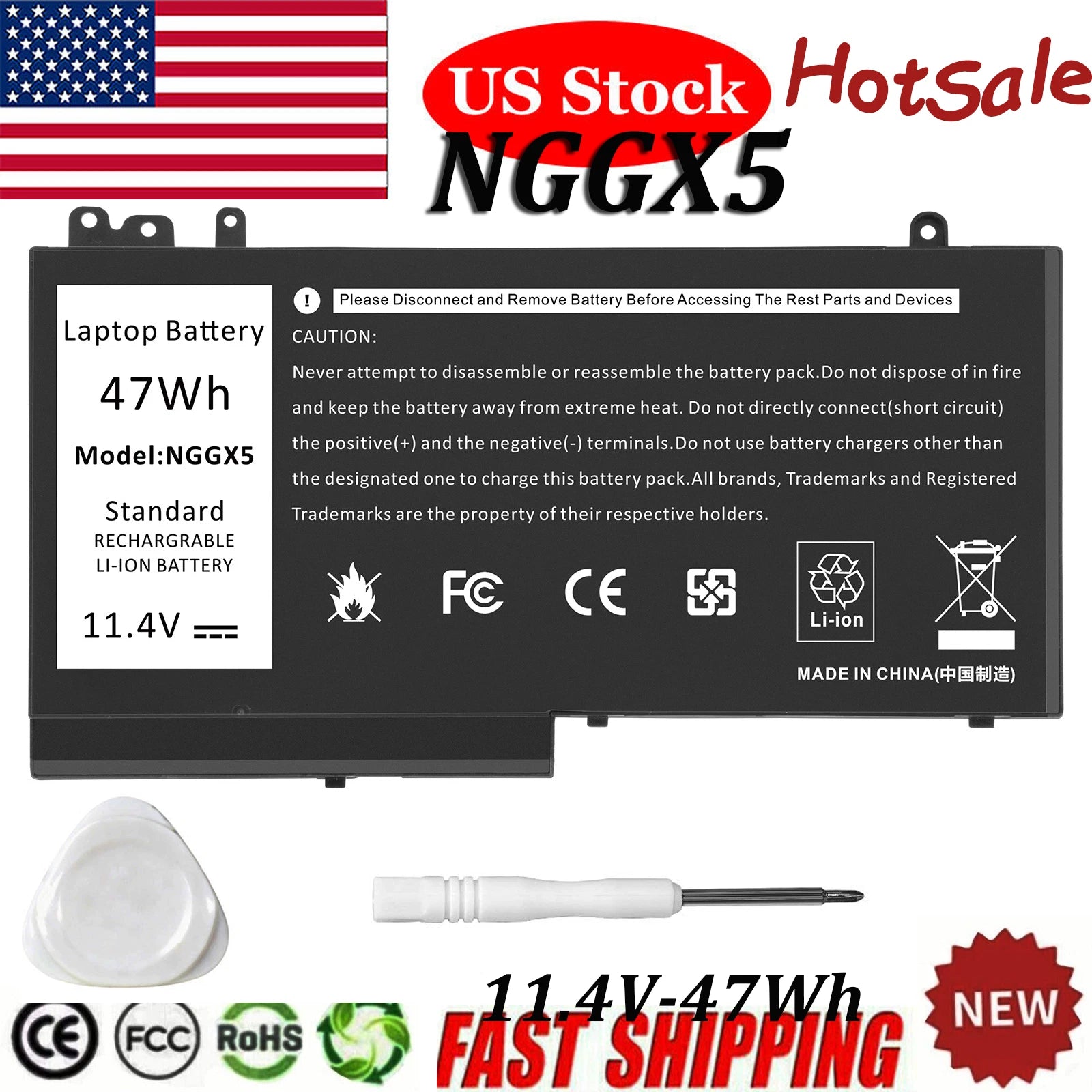 For Latitude E5270 E5470 E5570 3 Cell 47Wh Laptop Battery Type NGGX5 JY8D6