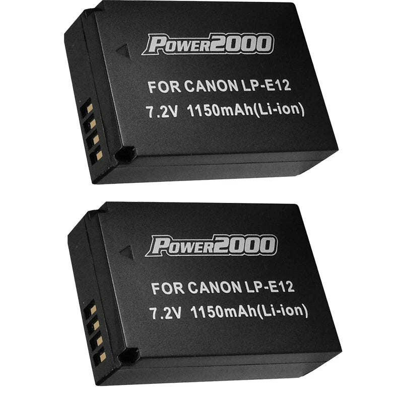 2 x Power2000 LP-E12 Rechargeable Battery for Canon EOS M, M10, M200, M100, M50