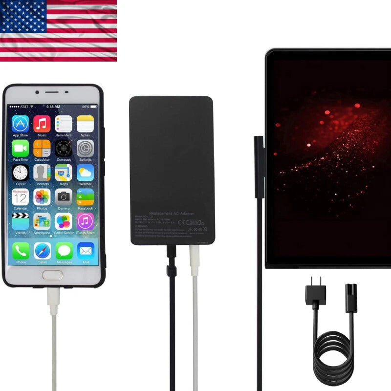 For Microsoft Surface Pro 7 8 9, Surface 3 4 5 6 65W Charger Laptop AC Adapter