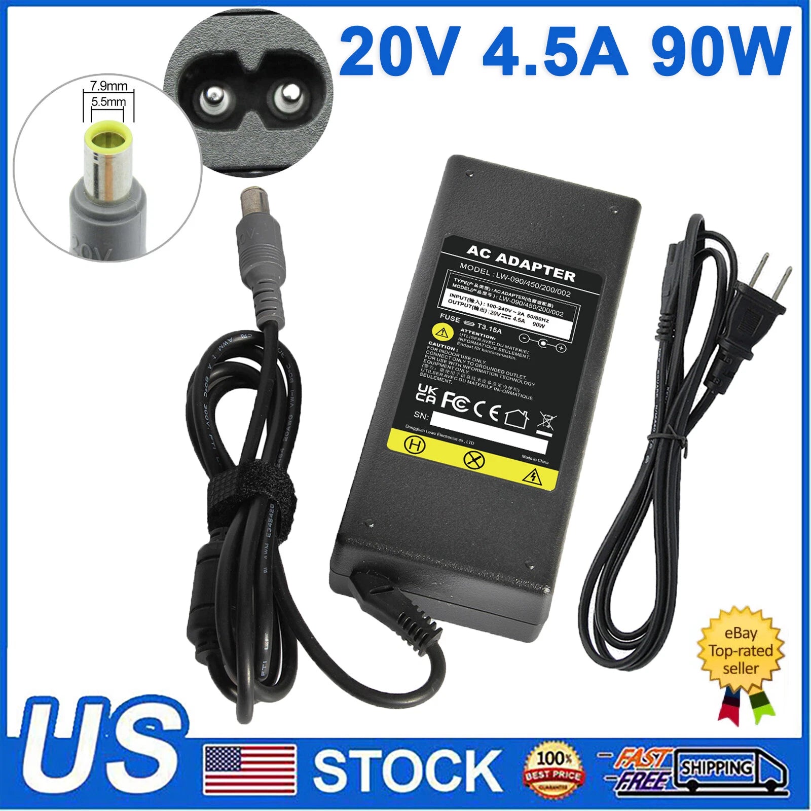 90W Adapter Charger for Lenovo ThinkPad T410 T510 L410 L412 L420 L421 L520 SL410