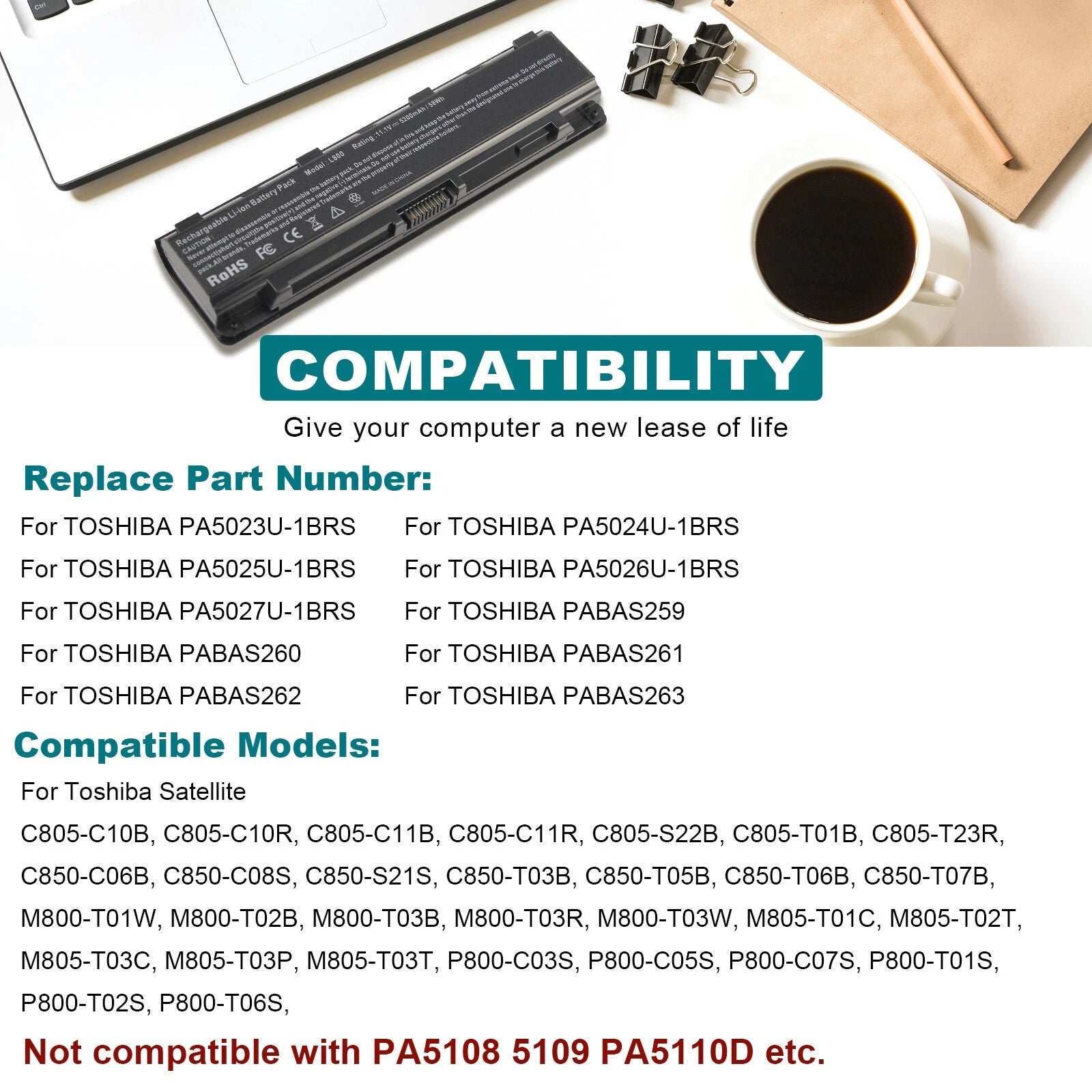 ?PA5024U-1BRS Battery For Toshiba Satellite C805 C850 C855 C870 PA5025U-1BRS NEW