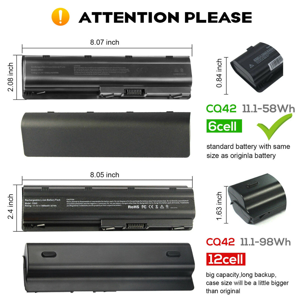 6/9/12Cell Battery for HP Pavilion dm4 dv3 dv5 dv6 G42 G62 G72 dv7 g4 g6 g7 CQ42