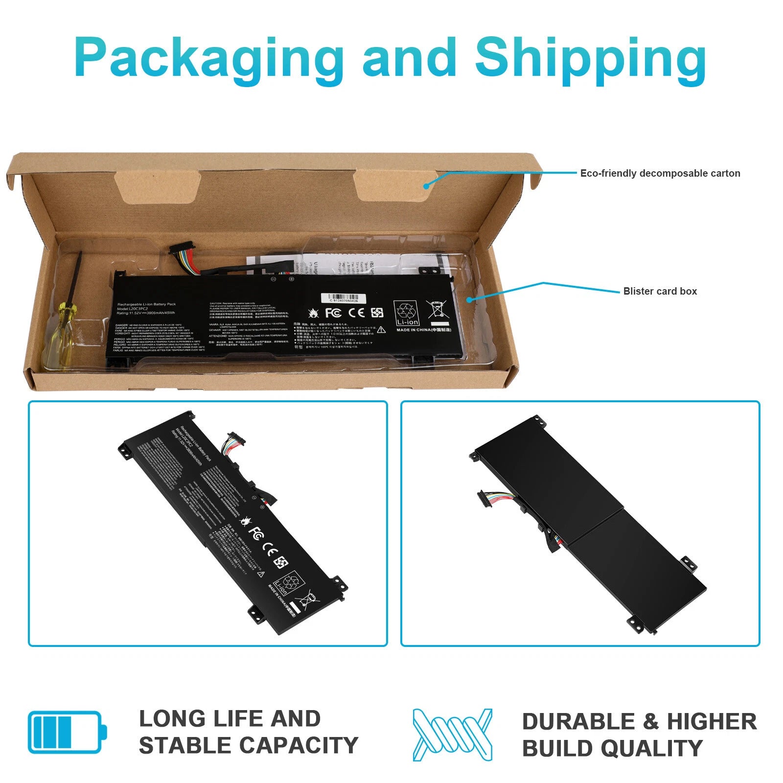 L20C3PC2 Battery L20M3PC2 For Lenovo Ideapad Gami 3-15IHU6 Series 82K20015 45Wh