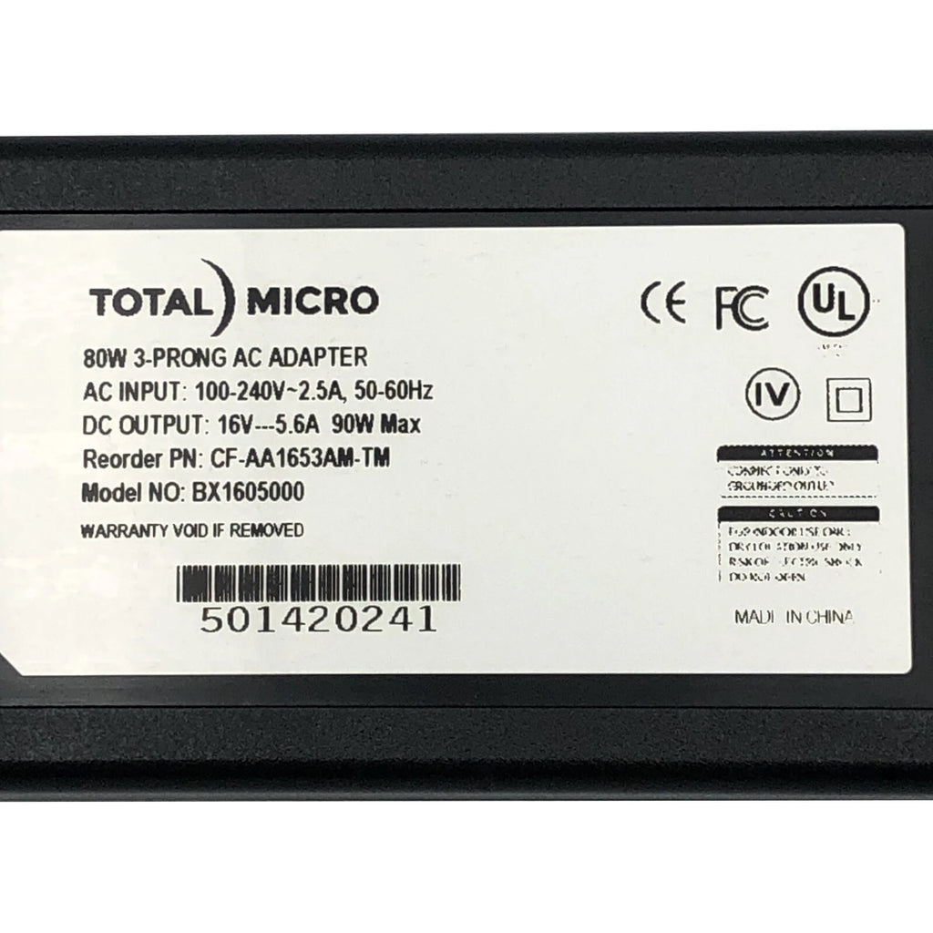 New Genuine Total Micro BX1605000 CF-AA1653AM-TM 3-Prong AC Adapter 16V 5.6A 90W