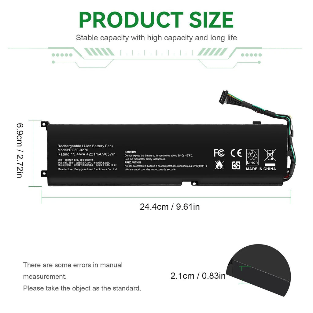 ??Battery RC30-0270 For Razer Blade 15 2018 2019 RZ09-0270 RZ09-0300 15.4V 65Wh