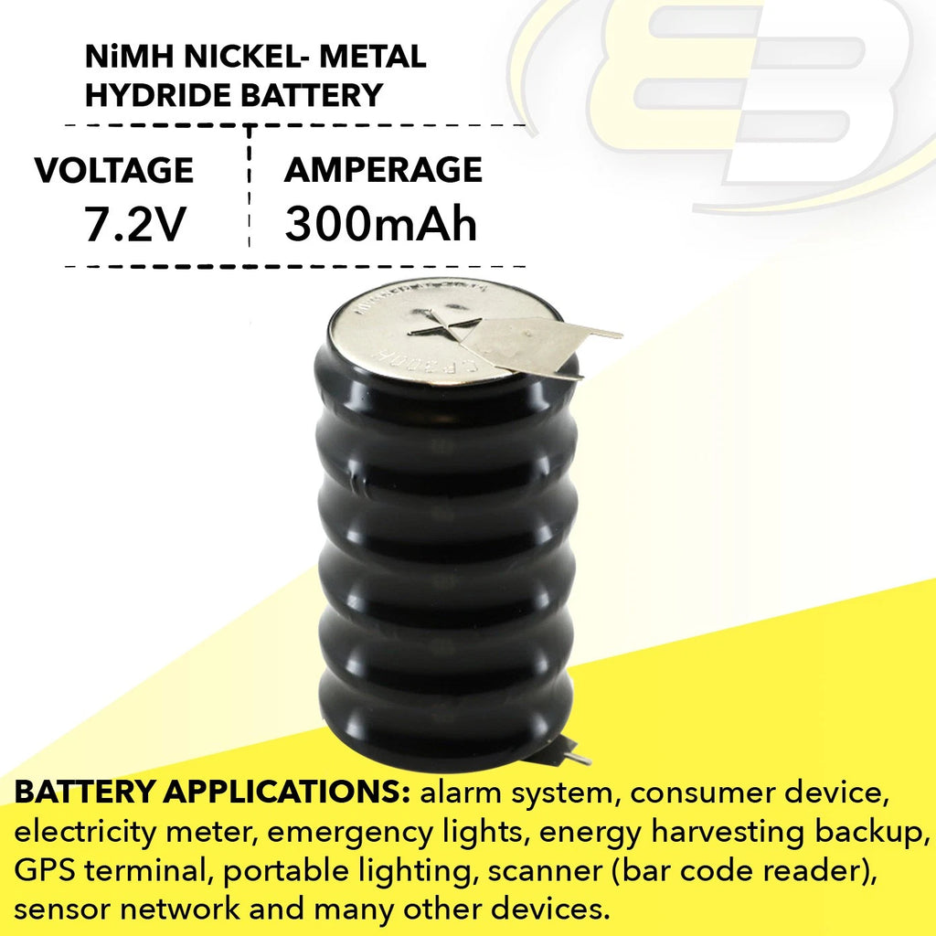 2x 6/CP300H-3PIN 7.2V 300mAh NiMH Battery w/PINS For Portable Light, Torchlight