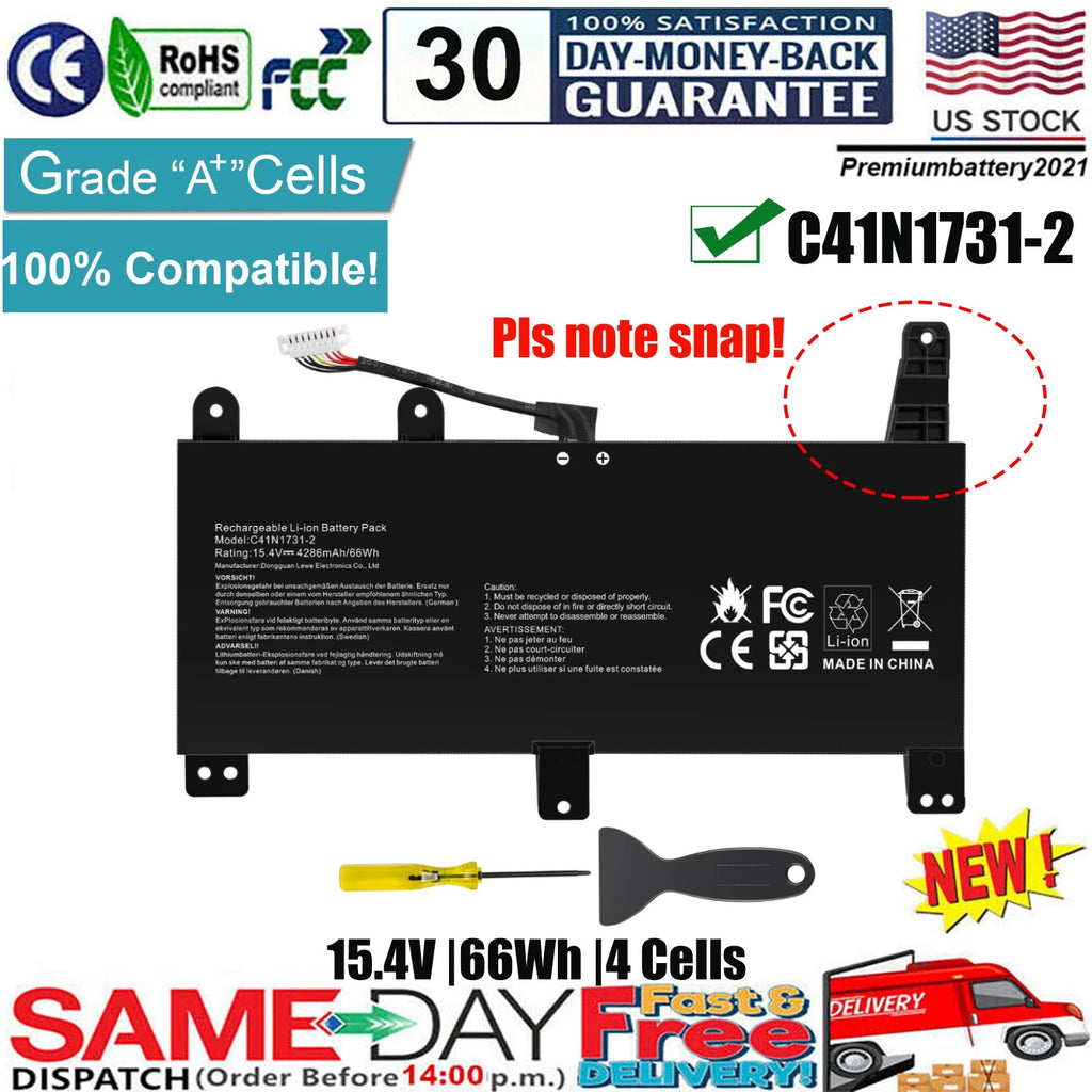 ?C41N1731-2 Battery For ASUS ROG Strix G G731 G731GU G731GU-BI7N9 G731GV G732 US