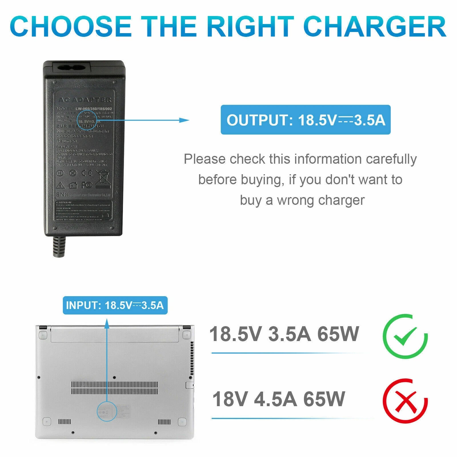 65W AC Adapter Laptop Charger for HP Pavilion DV9700 DV9500 DV9000 DV8000 DV6000