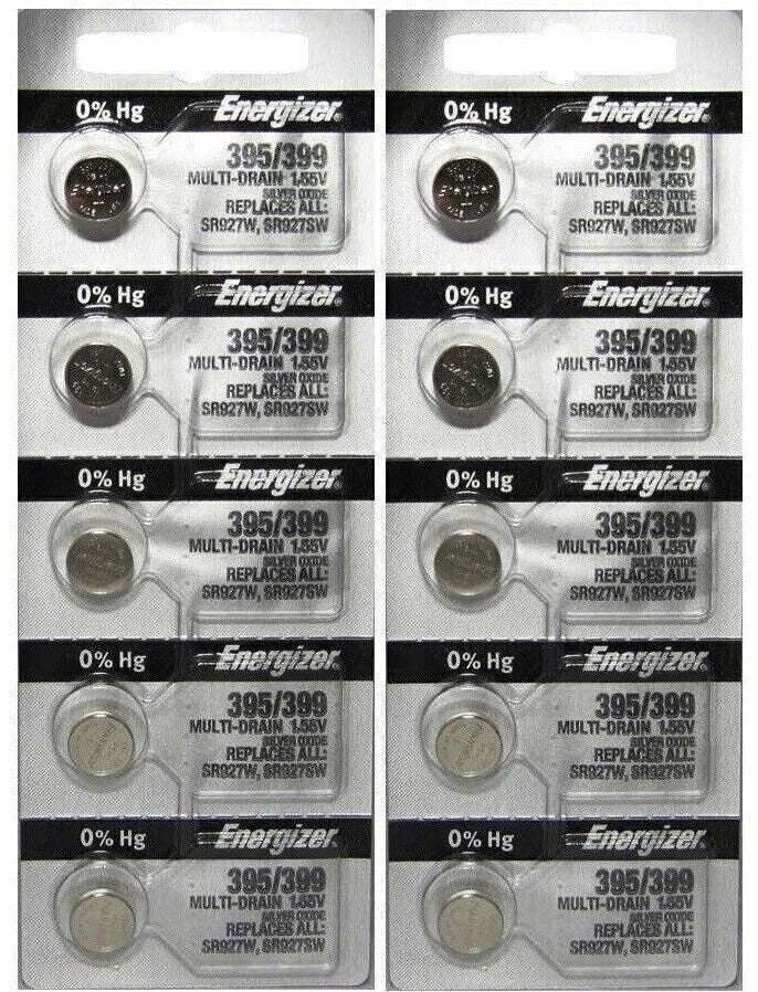 ENERGIZER 395/399 WATCH BATTERIES SR927SW (10 Piece) Sealed Authorized Seller