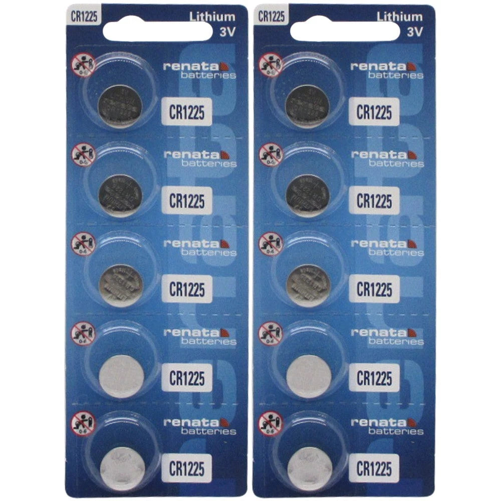 10 Genuine Renata CR1225 3v Lithium 1225 Coin Batteries (2 Strips of 5)