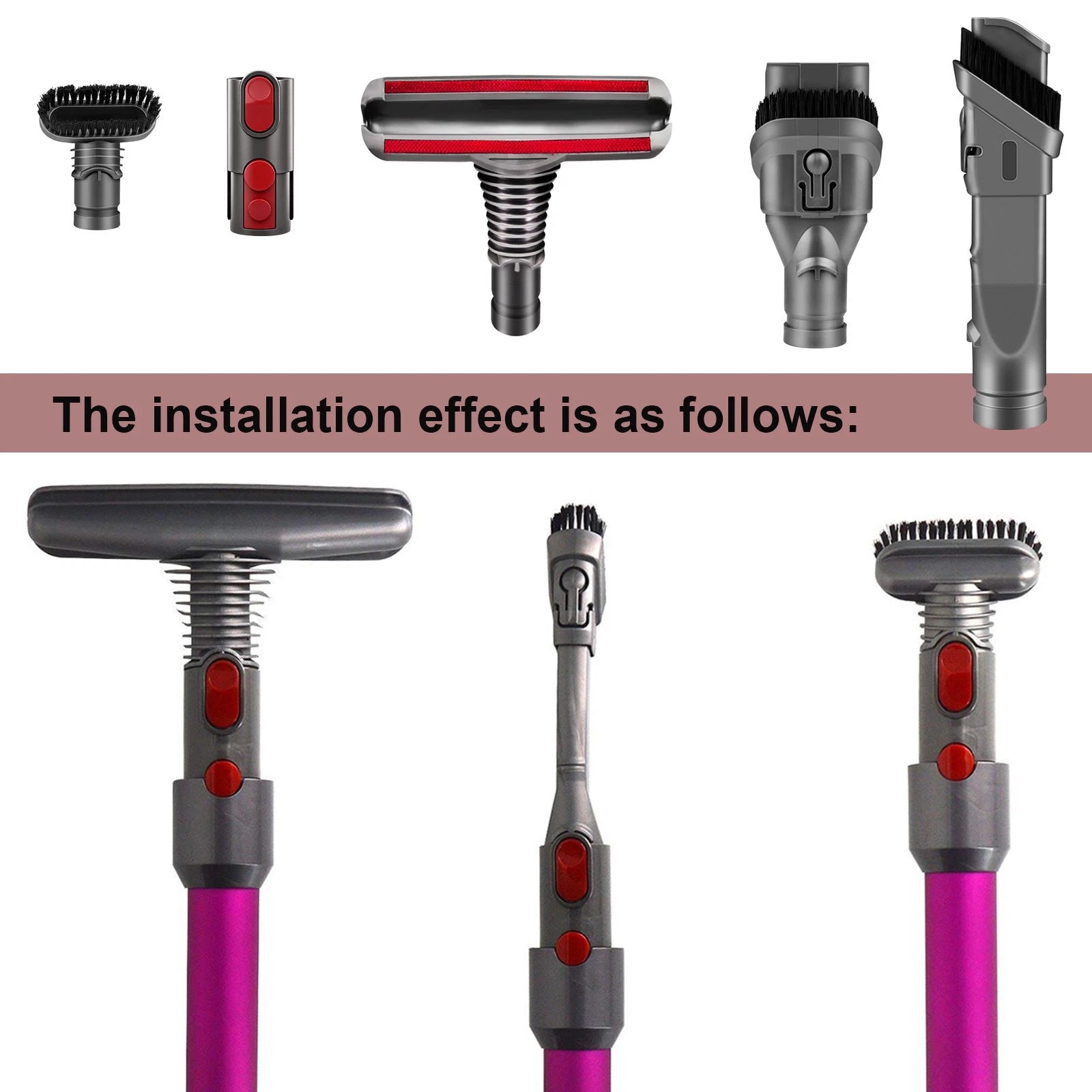 5Pcs Attachment Kit Tools Vacuum For Dyson V6 V8 Absolute Nozzle Brush Tool Set