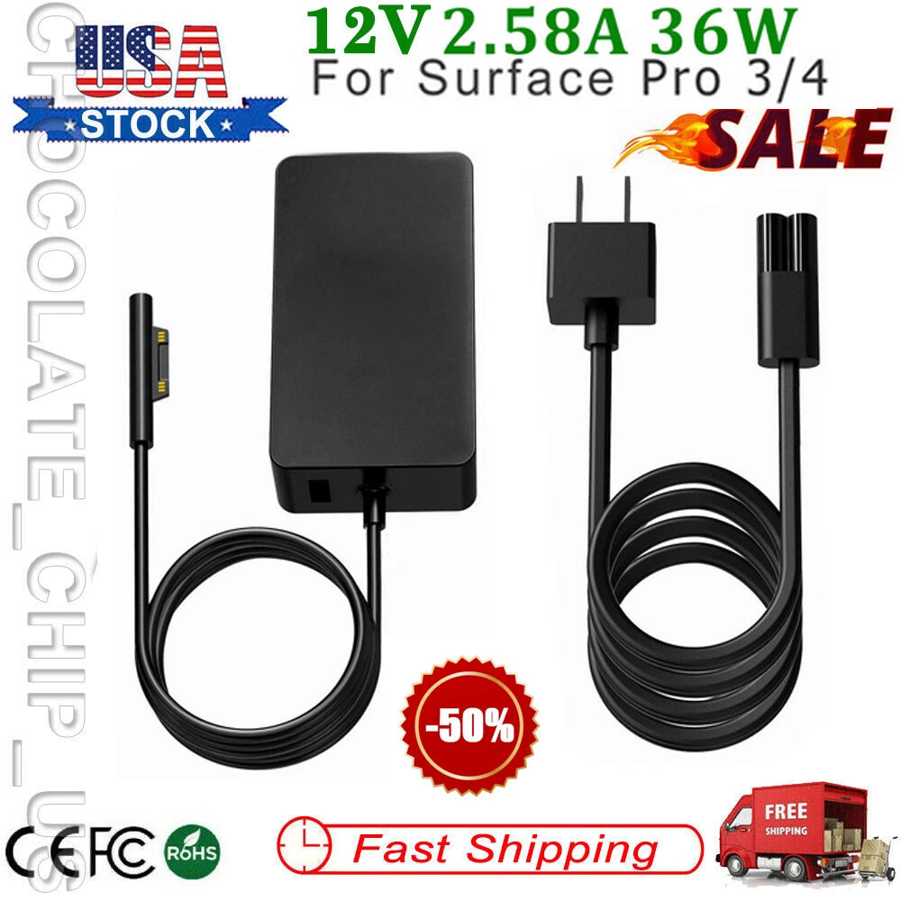 For Microsoft Surface Pro 3 Pro 4 Laptop 1625 36W 12V 2.58A AC Adapter Charger