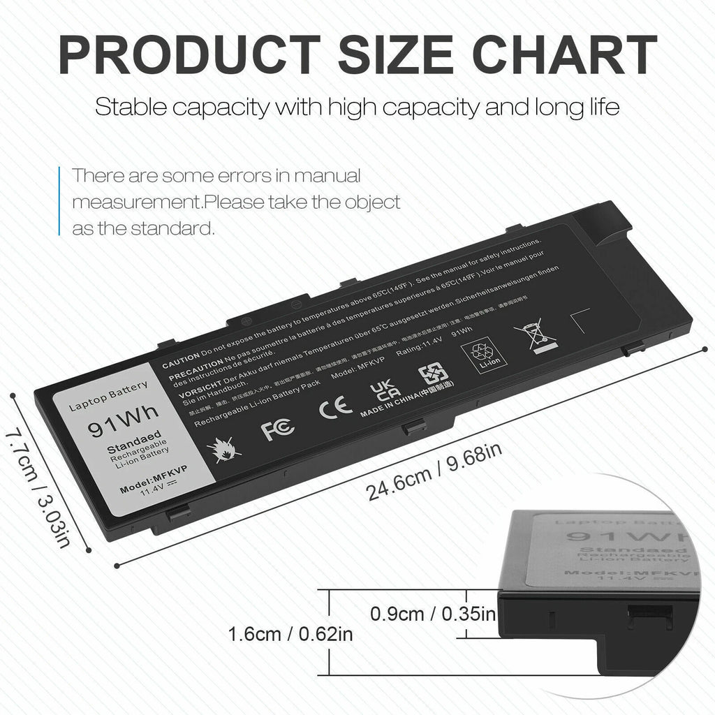 ?LOT 91Wh MFKVP Battery For Dell Precision 15 7510 7520 17 7710 7720 M7510 M7710