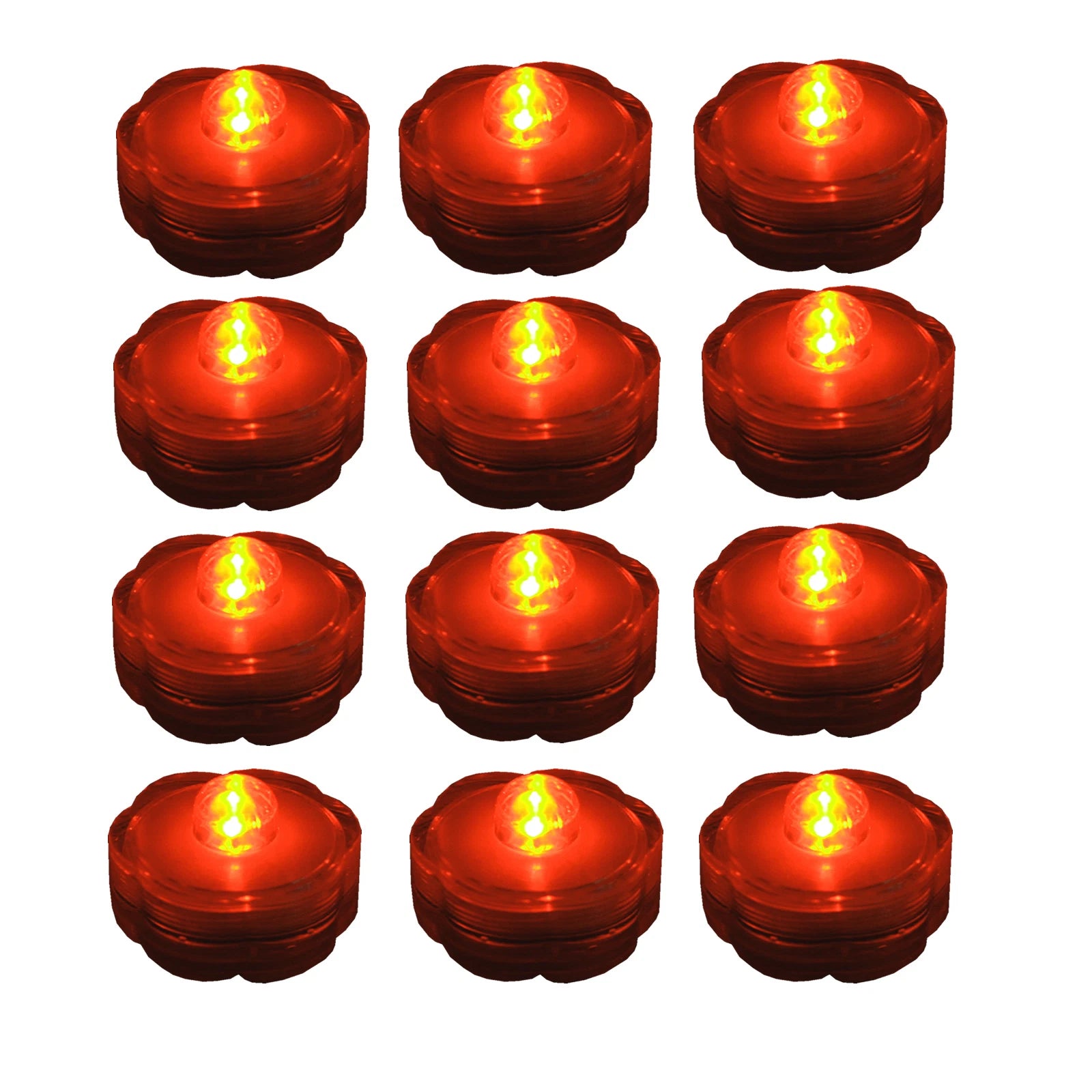 Submersible Waterproof Battery LED Tea Light ~ HALLOWEEN Decoration~ORANGE~12 Pk