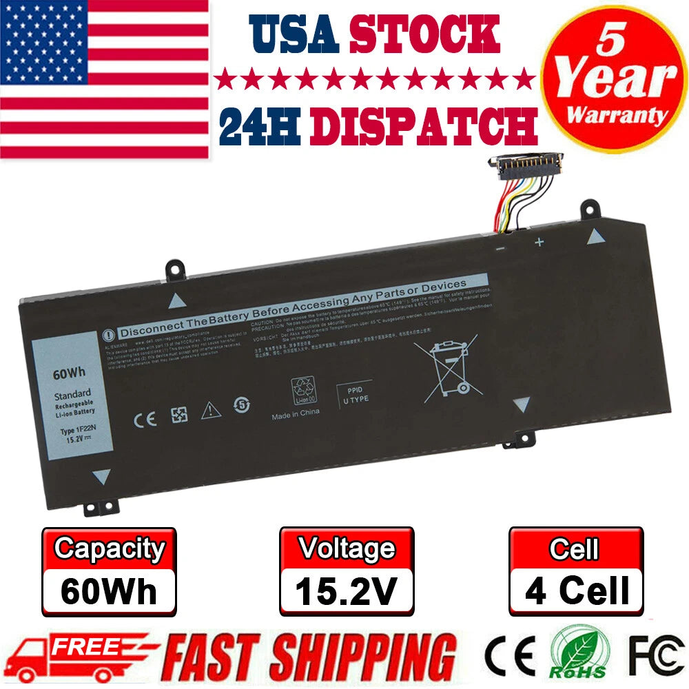 1F22N Battery For Dell Alienware M15 M17 2018 G5 15 5590 G7 7590 7790 P82F 60Wh