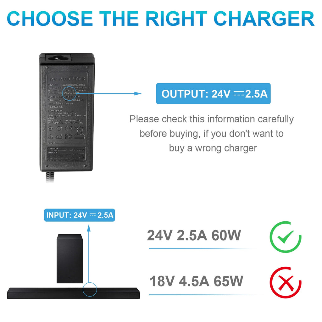 For Samsung HW-HM45C HW-FM35C HWFM35C 2.1 Channel Home Theater Sound Bar Charger