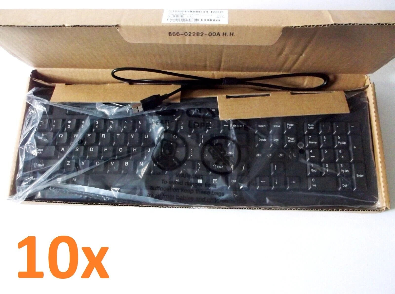 Lot of 10 - NEW Unbranded for HP WIRED USB STANDARD DESKTOP KEYBOARD 697737-001