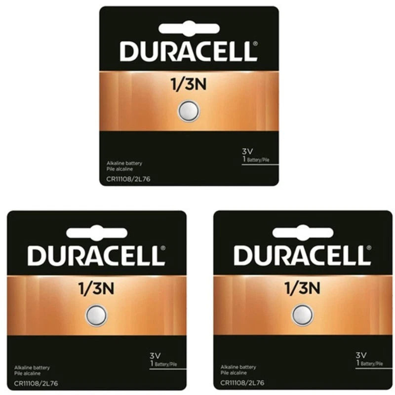 3x Duracell 1/3N, DL1/3N, CR1/3, 2L76 Photo Lithium 3V Battery