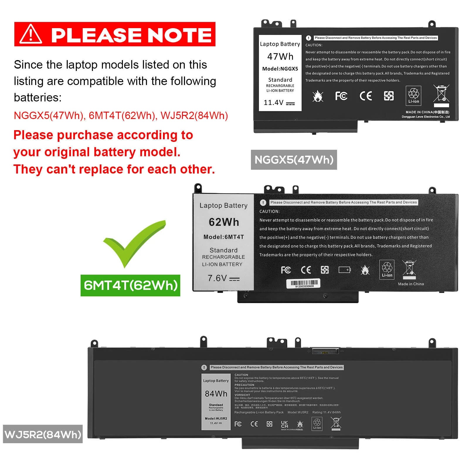 6MT4T Battery For Dell Latitude E5470 E5570 Precision 3510 79VRK 7V69Y 7.6V 62Wh