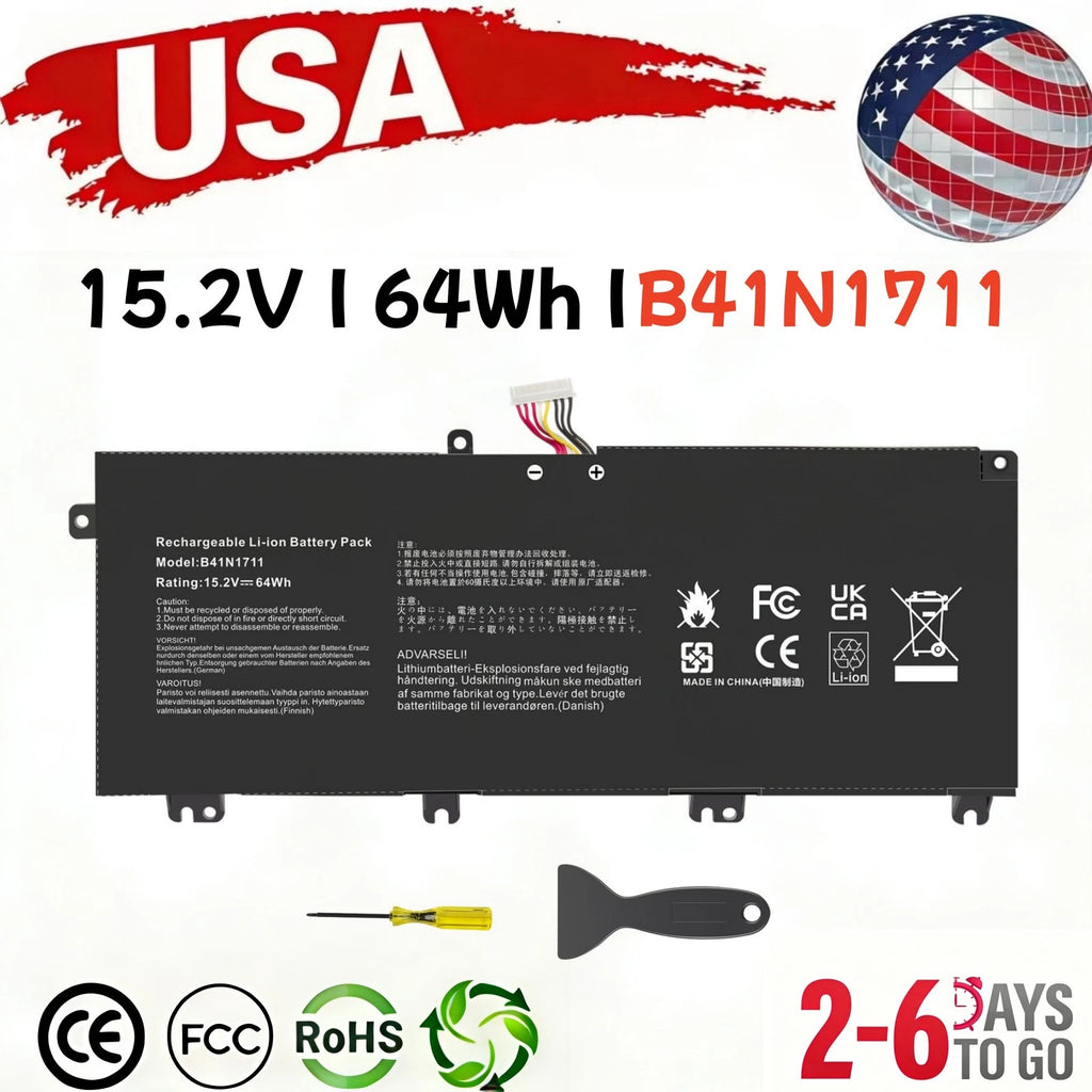 B41N1711 Battery For ASUS ROG STRIX GL503 GL703V TUF FX705 ZX63 ZX73 4 Cell
