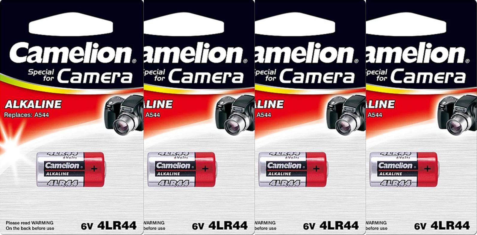 4 CAMELION 4LR44 / 476A / PX28A / A544 / K28A / L1325 6V BATTERIES