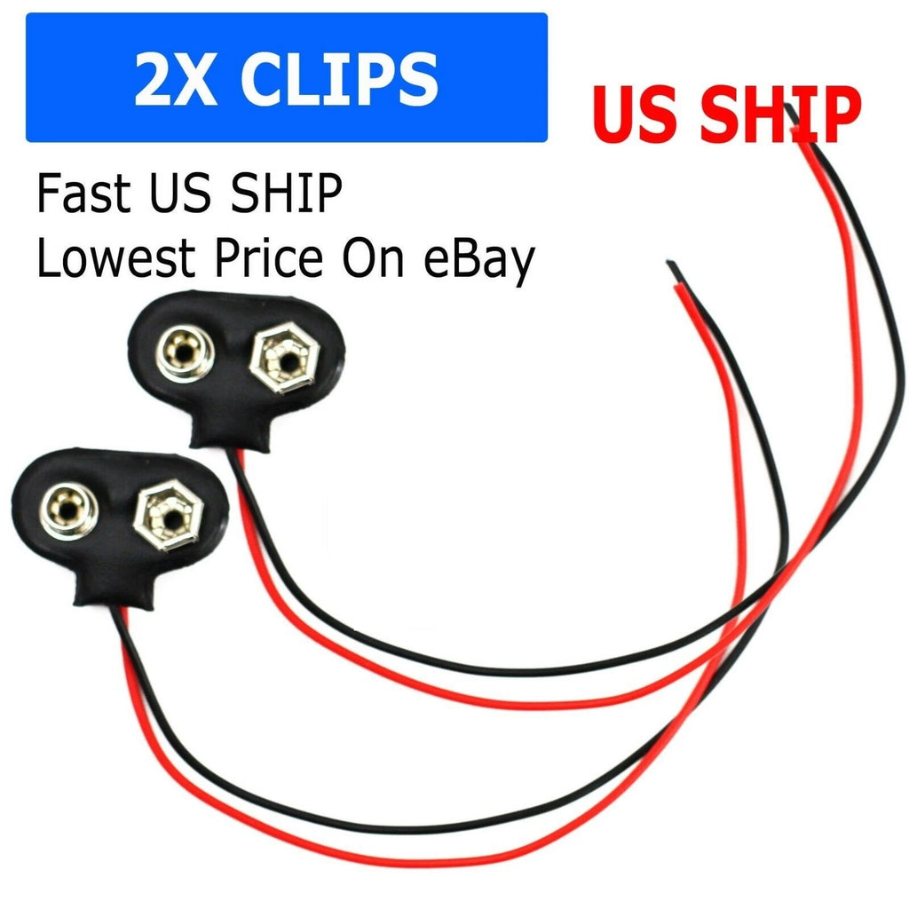 New Pack of 2x 9V Battery Connector Snap Clip Wire Connector Lead Holder T Type