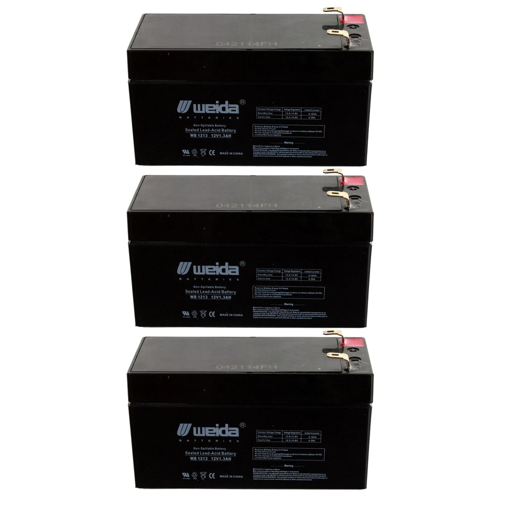 NEW 3pc 12V 1.3Ah SLA Battery WB1213 For UB1213, WKA12-1.3F,PS1212