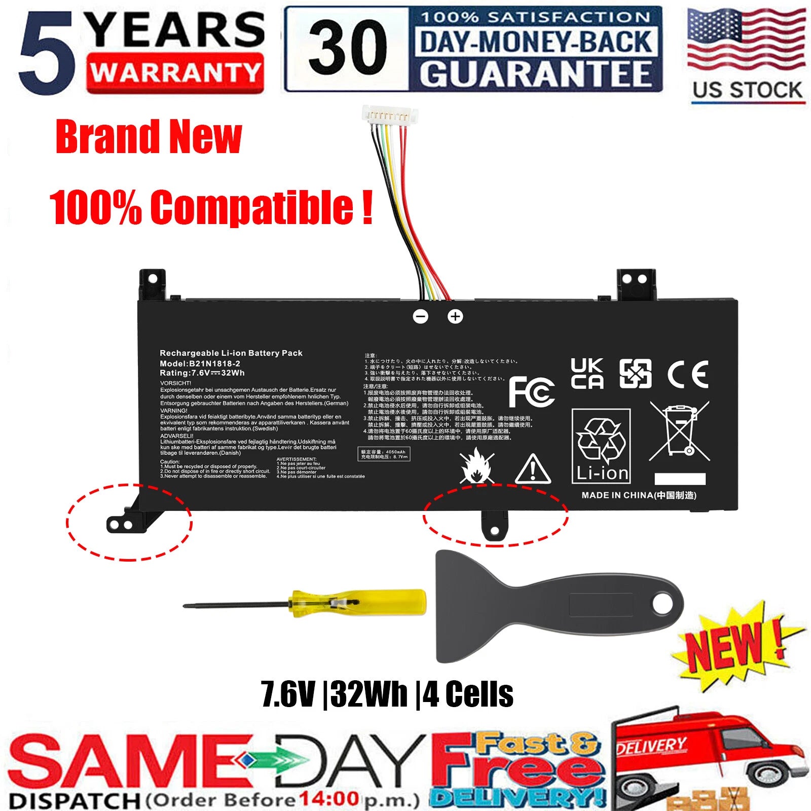 ?B21N1818-2 Battery For ASUS Vivobook 14 R424D F412 A412 X412 S412F Y4200 37Wh