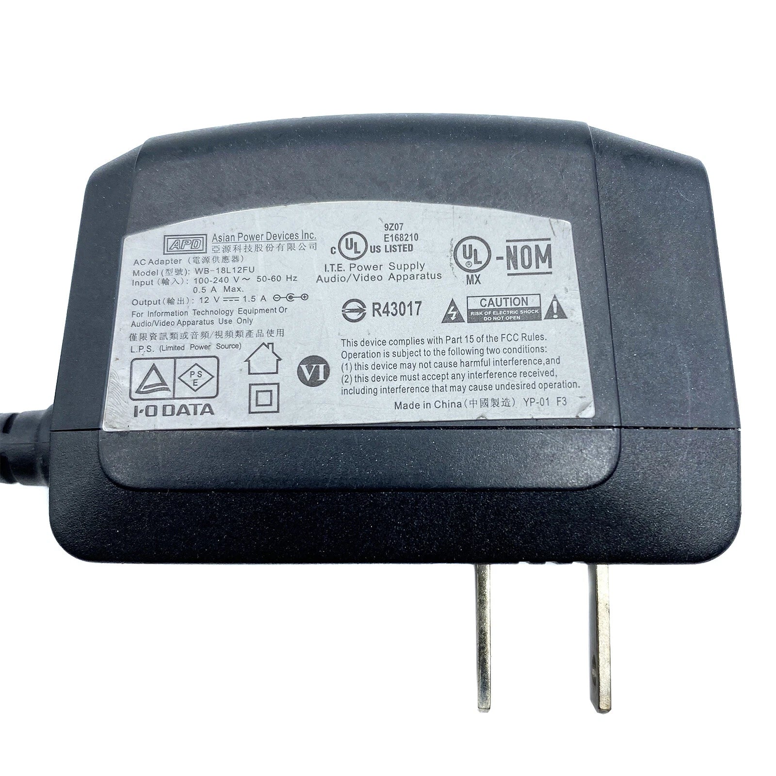 Brand NEW Genuine APD WB-18L12FU AC Adapter 12V 1.5A 18W Charger