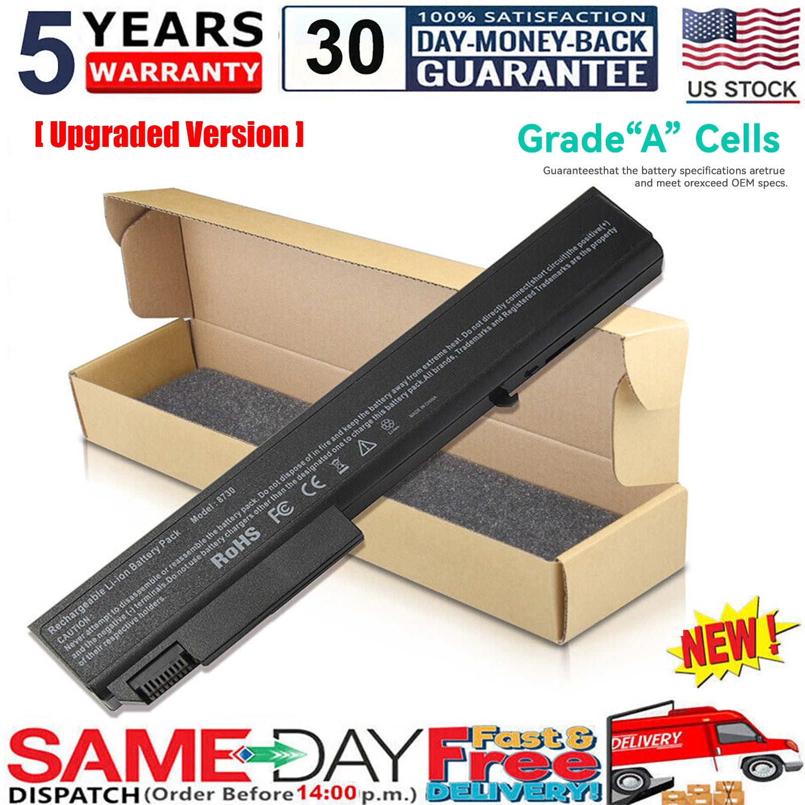 ?Spare Laptop Battery for HP EliteBook 493976-001 501114-001 458274-001 KU533AA