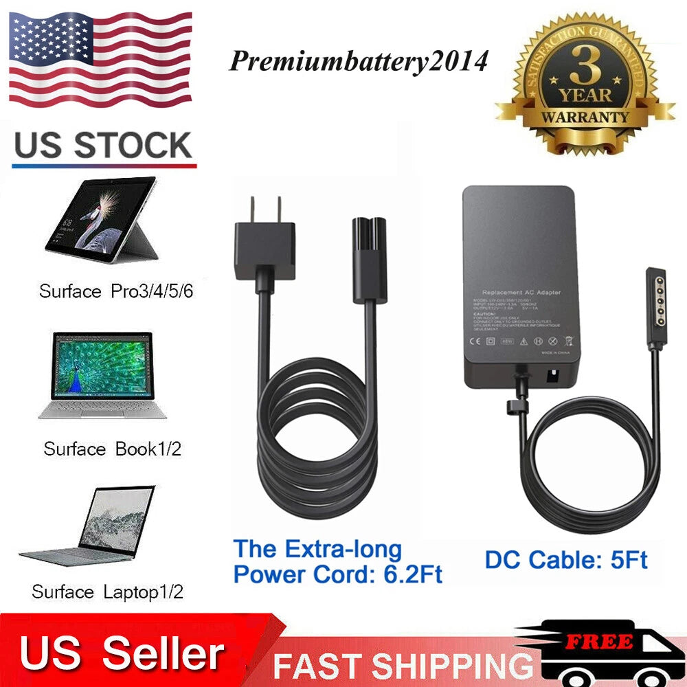 For Microsoft Surface Pro & Pro 2 12V 3.6A 48W Adapter Power Charger 1536 1512