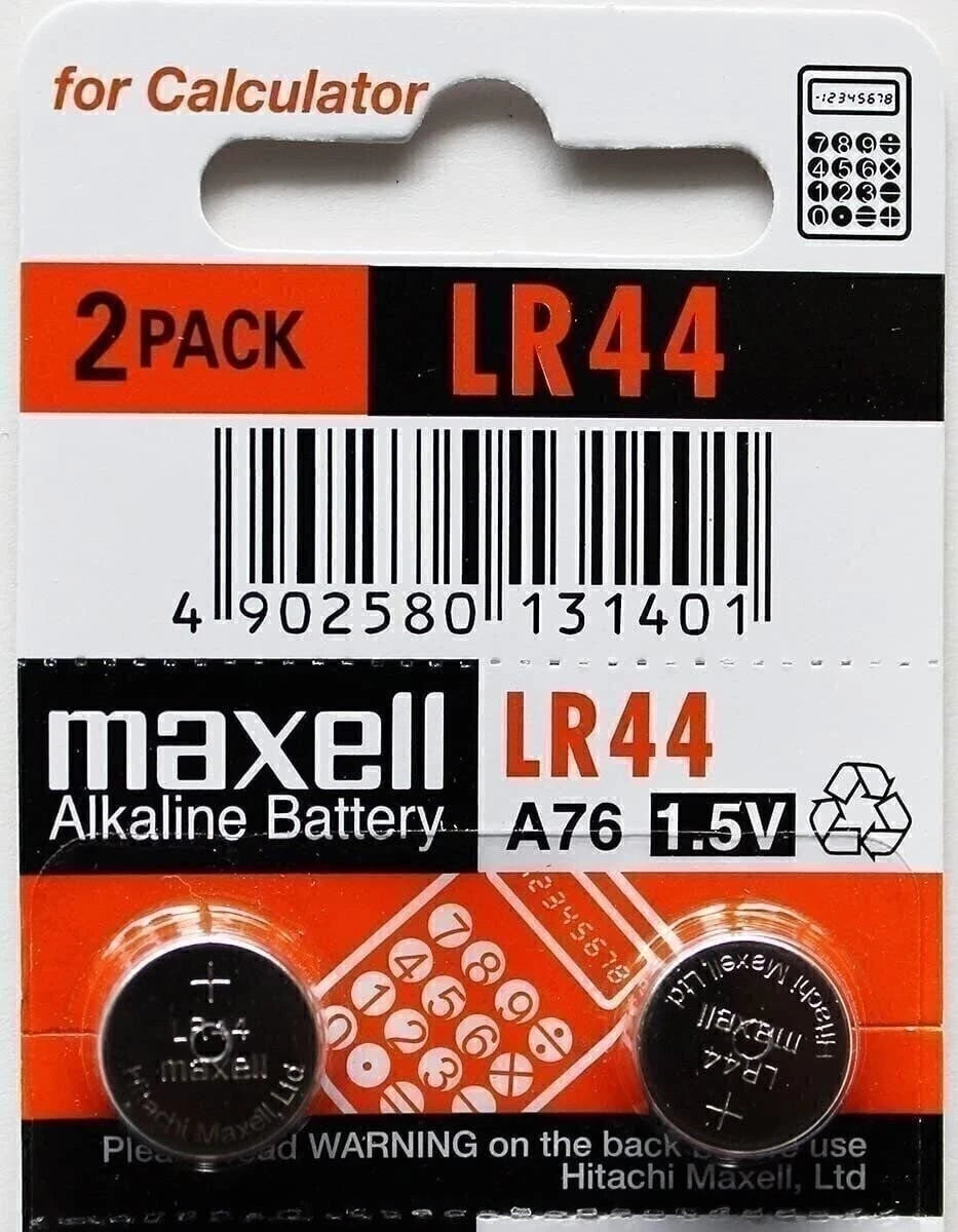 Maxell LR44 Alkaline 1.5V Battery, 2-Pack