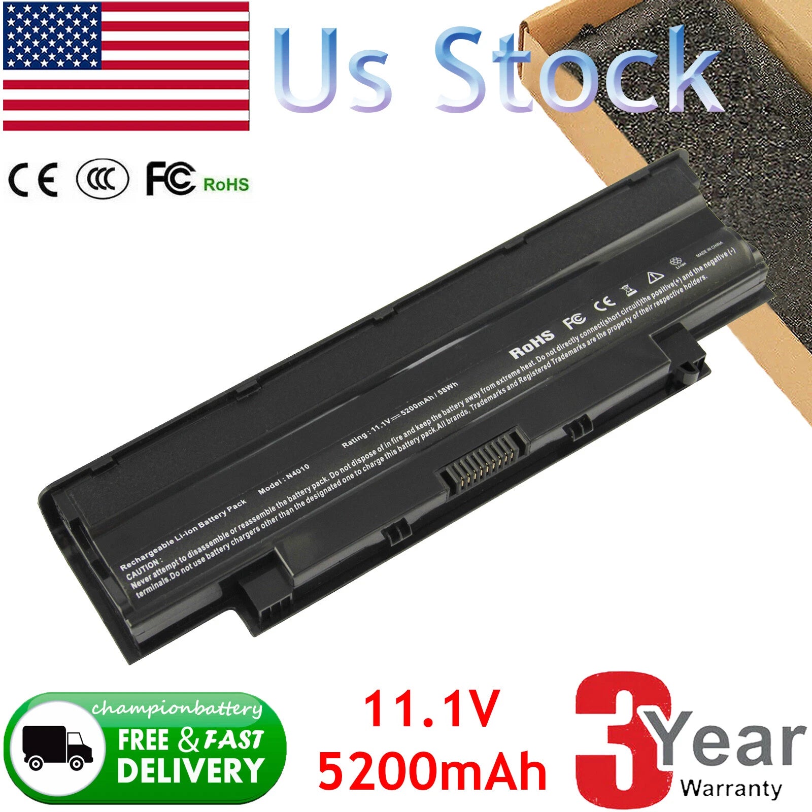 Battery for Dell Inspiron 15R(N5010) 14R(N4110) M5010 N5040 N5030 M5030 M3010 H