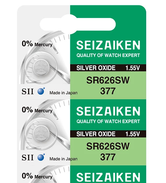 Seizaiken 377 SR626SW 1.55V 0%Hg Silver Oxide Watch Battery