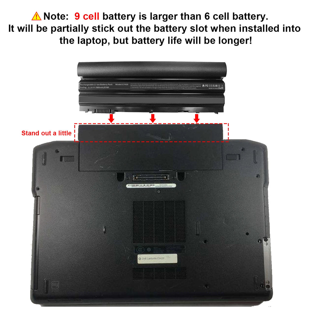 7800mAh Battery For Dell Latitude E6540 E6530 E6440 E6430 E6420 312-1163 T54FJ