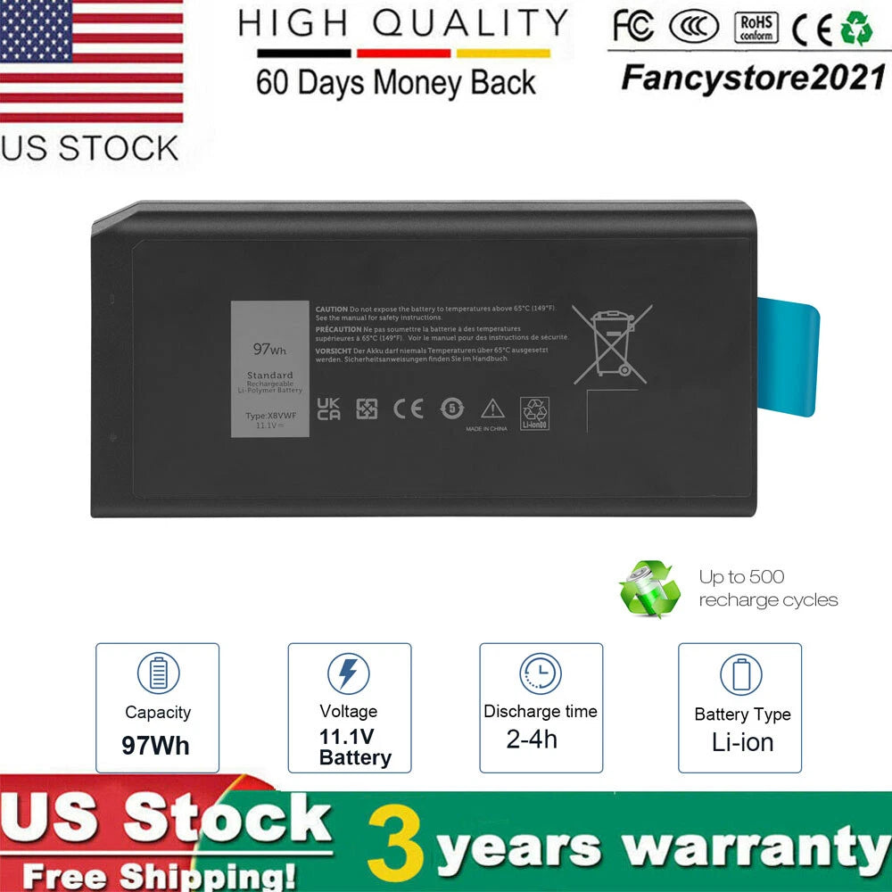 NEW 97Wh X8VWF Battery For Dell Latitude 14 5404 5414 7404 7414 E5404 E7404 P45G